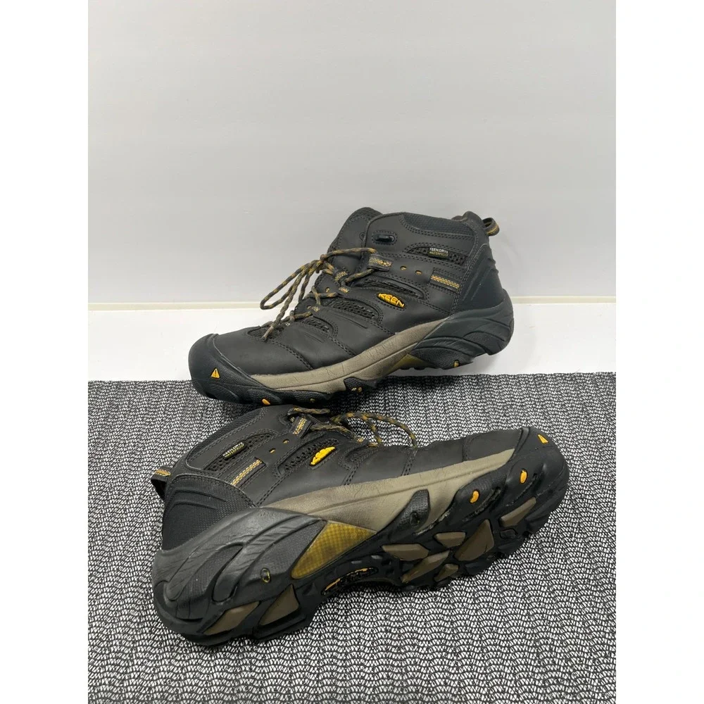 KEEN Lansing Mid Work Boots Black Waterproof Steel Toe Utility Mens Sz 11 D